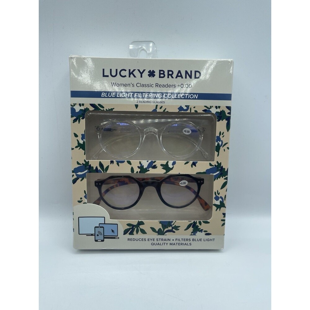 Lucky Brand Women’s Classic Blue Light Filtering Reading Glasses, +0.00 Strength